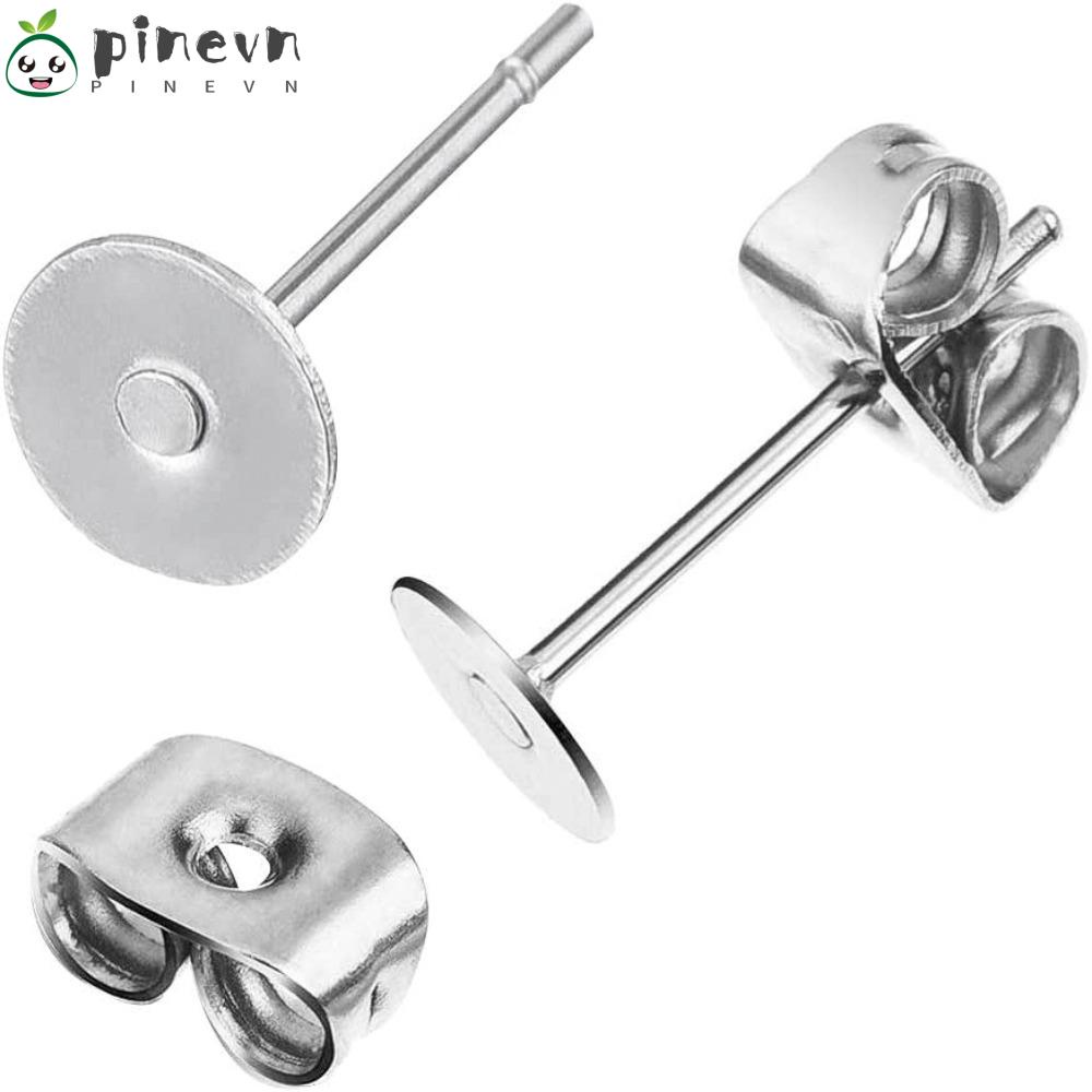 PINEVN Miếng Đệm Phẳng 10mm Bằng Thép Không Gỉ Màu Bạc Làm Trang Sức Cho Nữ