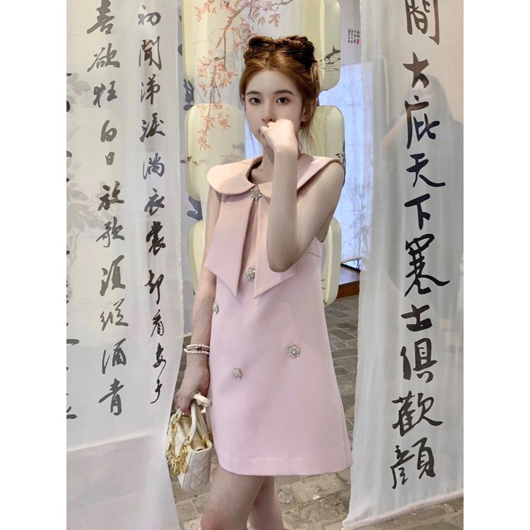 Đầm Ngắn Dáng Chữ A Cao Cấp Dáng Rộng Màu Hồng Phong Cách Hàn Quốc Thời Trang Mùa Hè Mới Cho Nữ