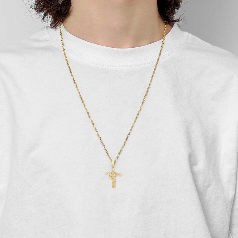 Ygt Vòng cổ Bằng Thép Không Gỉ Mặt Thánh Giá Màu Vàng Hướng Dương Và Thánh Giá Dành Cho Nam Và Nữ
