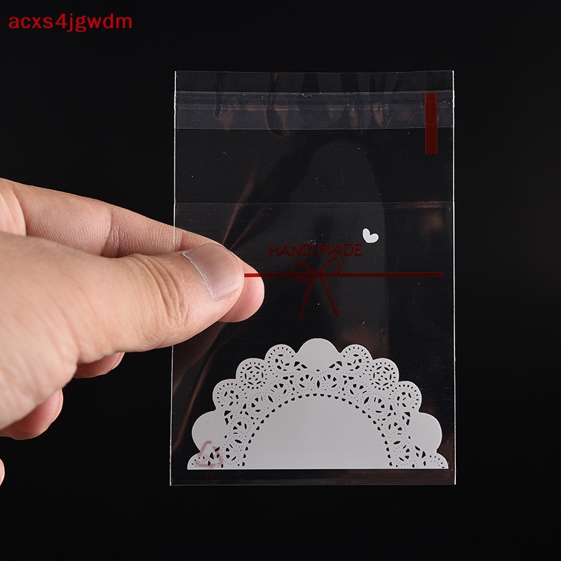 100pcs trắng ren tự dính Cookie Kẹo Gói Túi Quà Tặng Giấy bóng kính sinh nhật mới