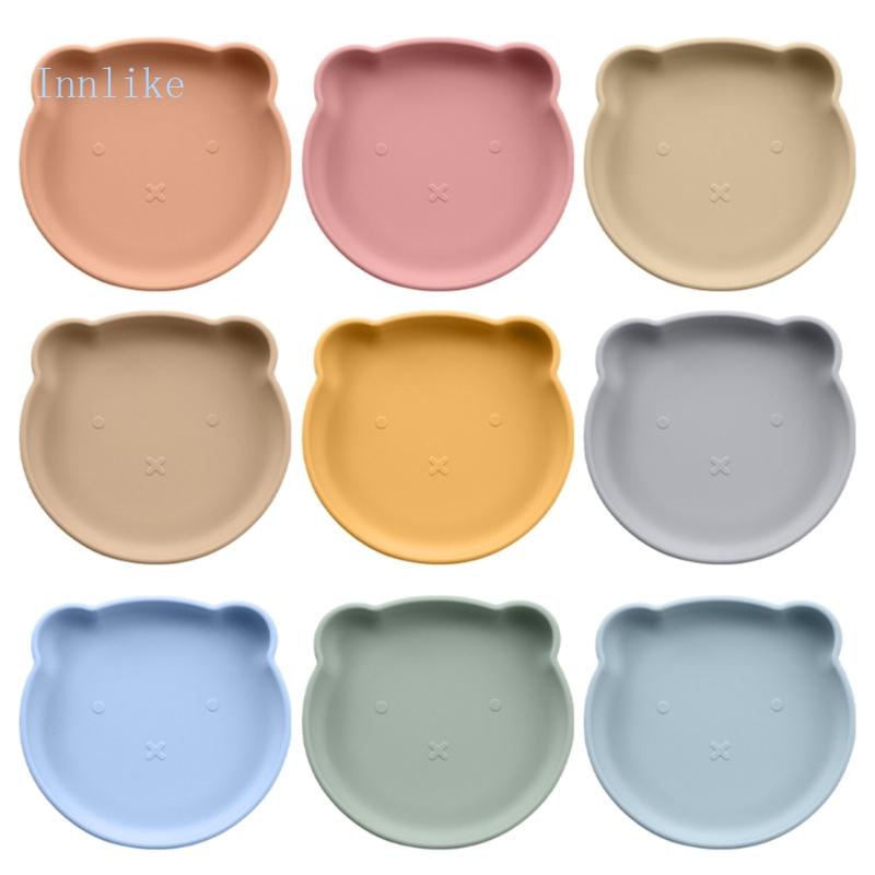 Đĩa Ăn Bằng Silicon Hình Gấu Hoạt Hình Nhiều Màu Sắc Chịu Nhiệt Cao / Thấp Cho Bé