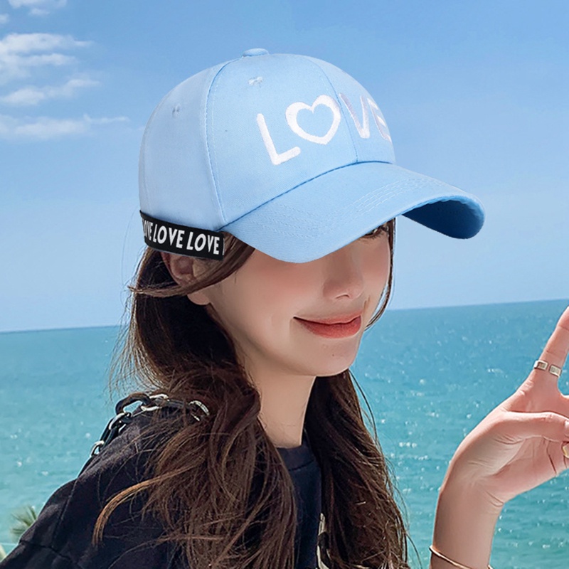 Ygt Mũ Lưỡi Trai Thêu Hình Trái Tim Phối Ruy Băng Dài Màu Vàng Hồng Phong Cách Hip Hop Cho Cặp Đôi