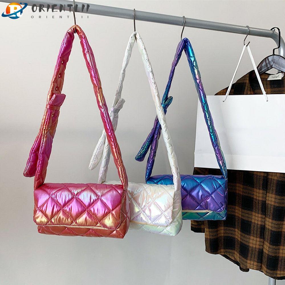 ORIENTLII Túi Xách Đệm Cotton Họa Tiết Sọc Caro Thời Trang Mùa Đông