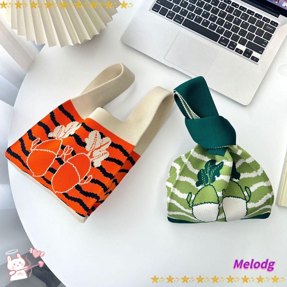 MELODG Túi Xách Đan Len Thủ Công Thắt Nút Dễ Thương Cho Bạn Gái