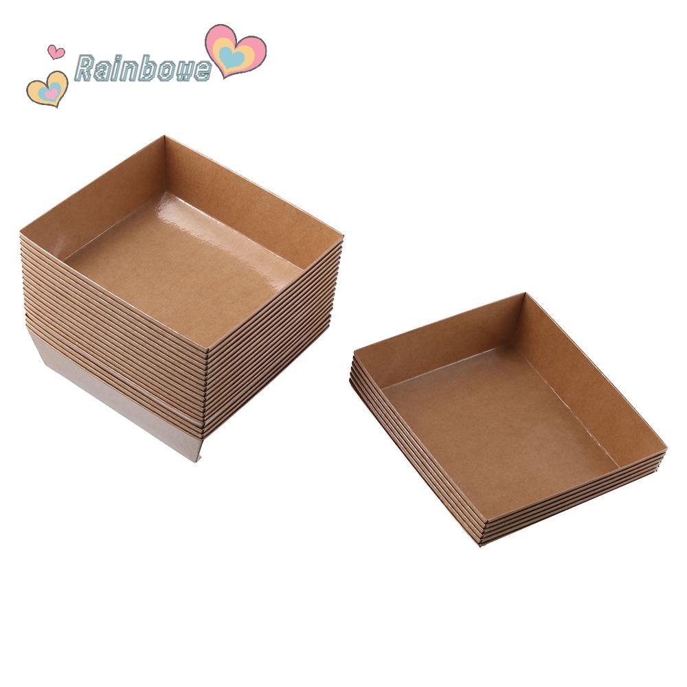 RAINBOW Set 25 Hộp Đựng Bánh Hình Vuông Bằng Giấy Có Nắp Nhựa Dùng Một Lần Siêu Bền