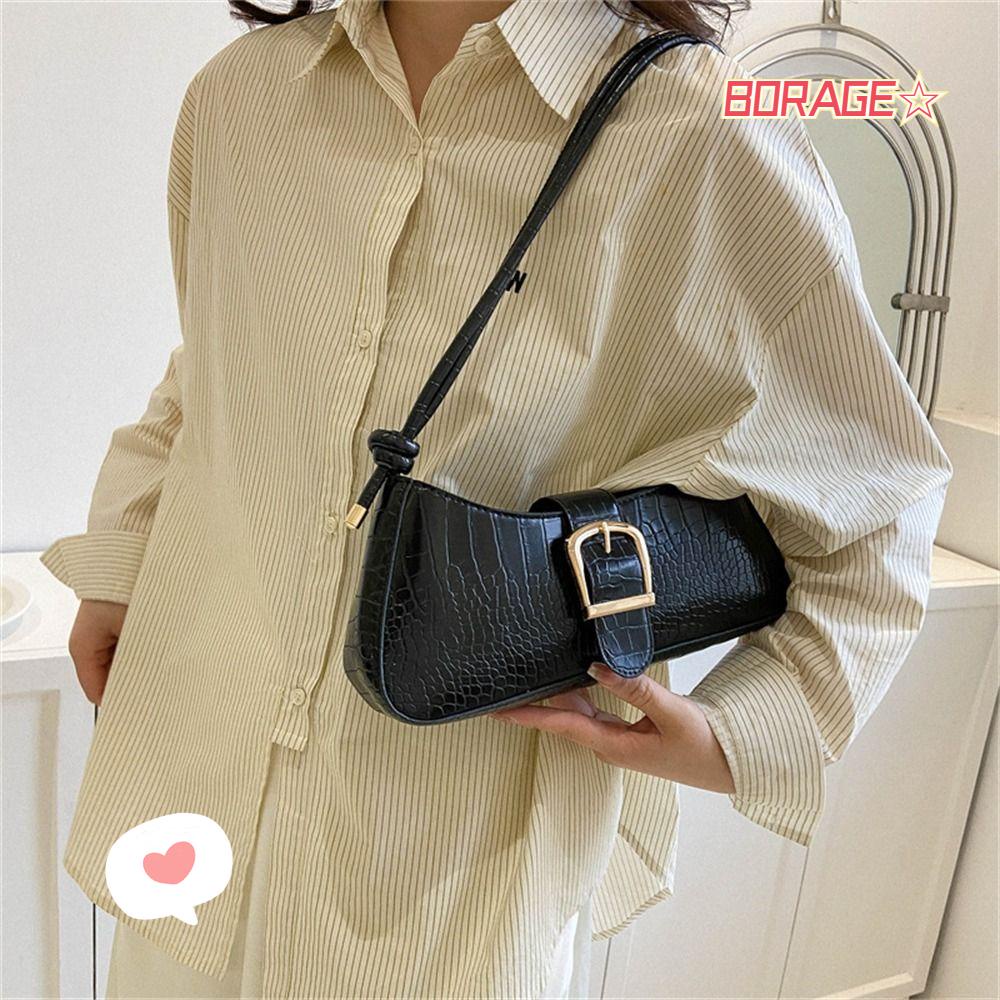 BORAG Túi Xách Da PU Màu Trơn Cỡ Lớn Phong Cách Pháp Thời Trang Cho Nữ