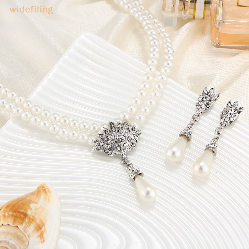 Bộ Vòng cổ + Bông Tai Đính Ngọc Trai Nhân Tạo Sang Trọng Cho Nữ