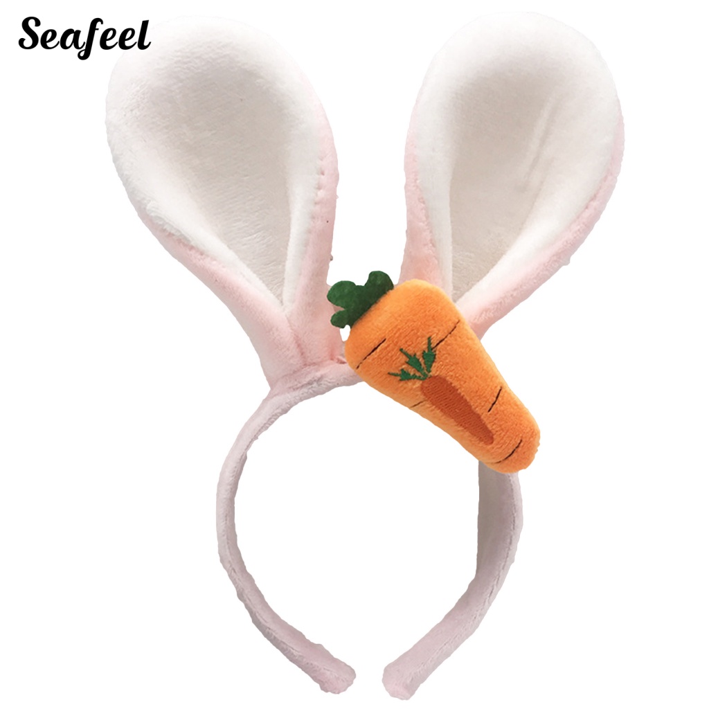 Sf_ Băng Đô Cài Tóc Co Giãn Hình Tai Thỏ Hoạt Hình Dễ Thương Làm Đạo Cụ Lễ Hội