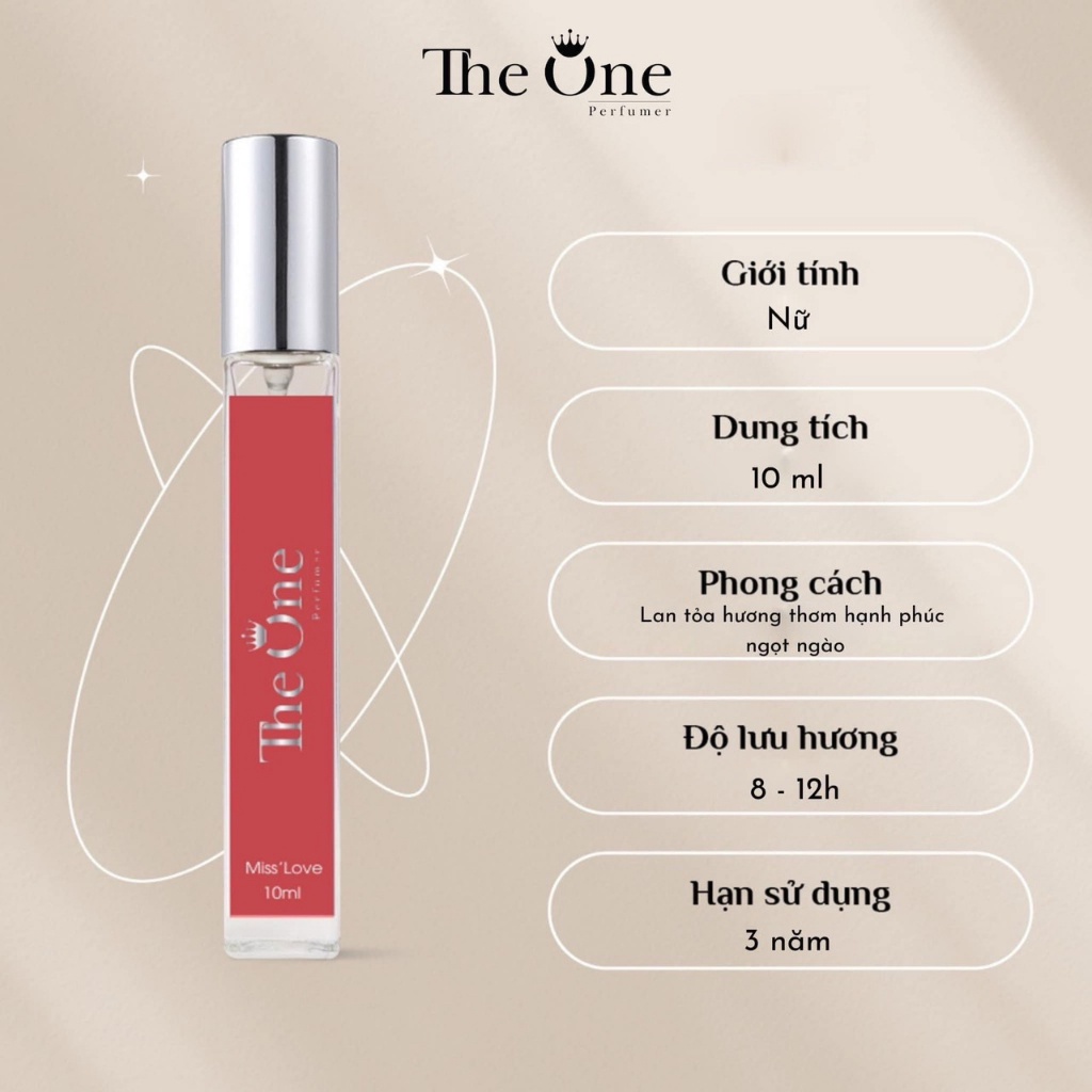 Nước hoa nữ The one Miss' love dạng xịt 10ml thơm lâu cao cấp lưu hương 8 đến 12 tiếng
