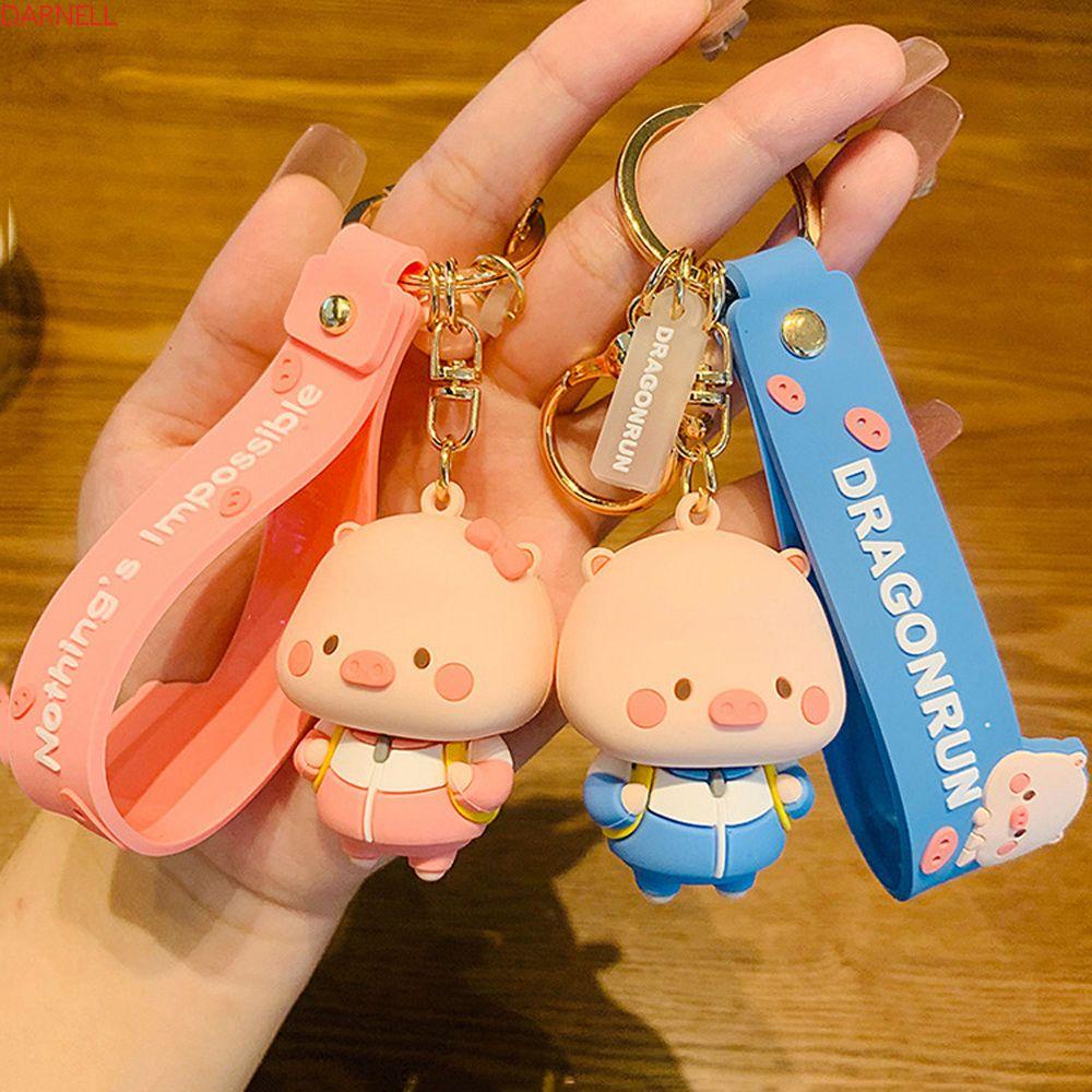 Móc Khóa Hình Heo Nhồi Bông Ba Chiều Dễ Thương