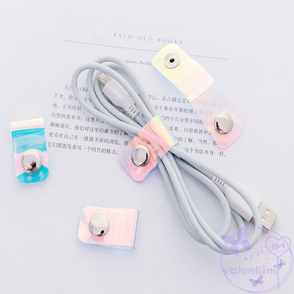 AVALENTINE Bộ 10 Dây Quấn Cố Định Cáp Sạc Điện Thoại Bằng PVC Màu Laser Tiện Dụng