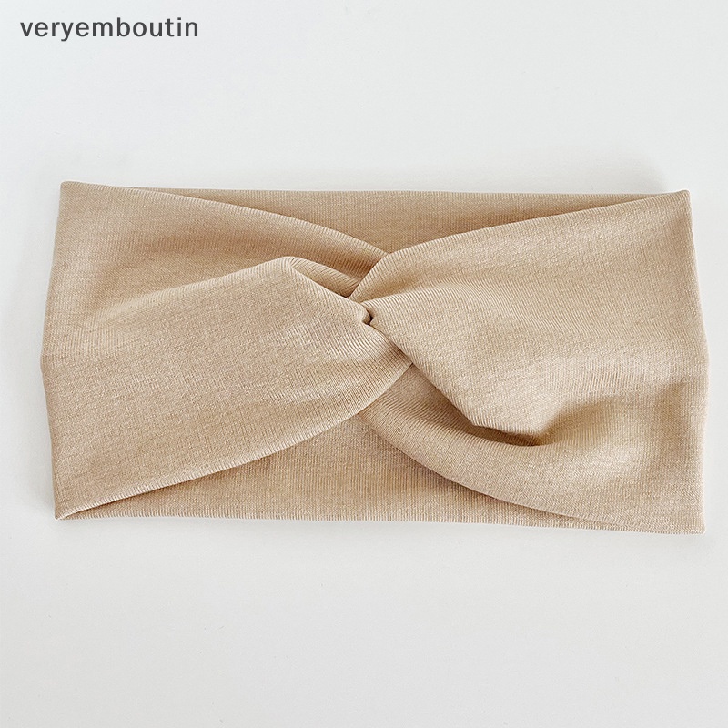 Băng Đô Cài Tóc Co Giãn Màu Trơn Đính Nơ Chéo Thời Trang Cho Nữ