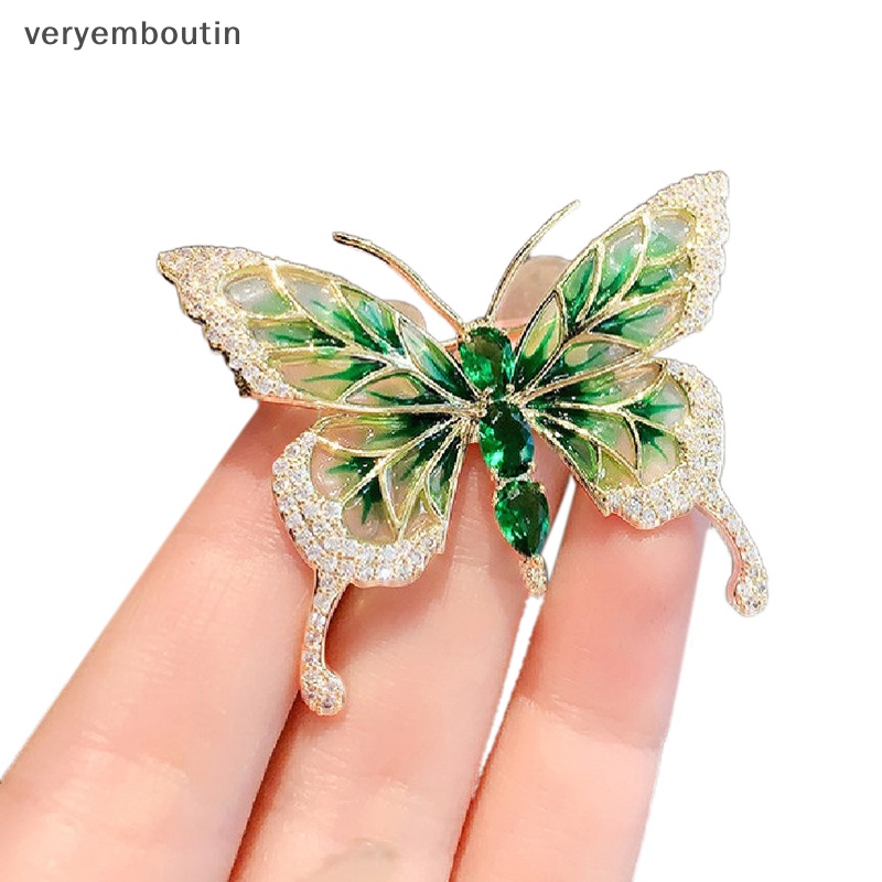 Ghim Cài Áo Hình Bướm Đính Đá Pha Lê Phong Cách Vintage