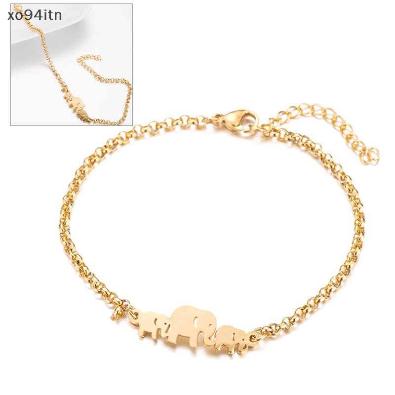 Vòng Đeo Tay Dạng Chuỗi Xích Bằng Thép Không Gỉ Mặt Hình Voi Cho Nữ