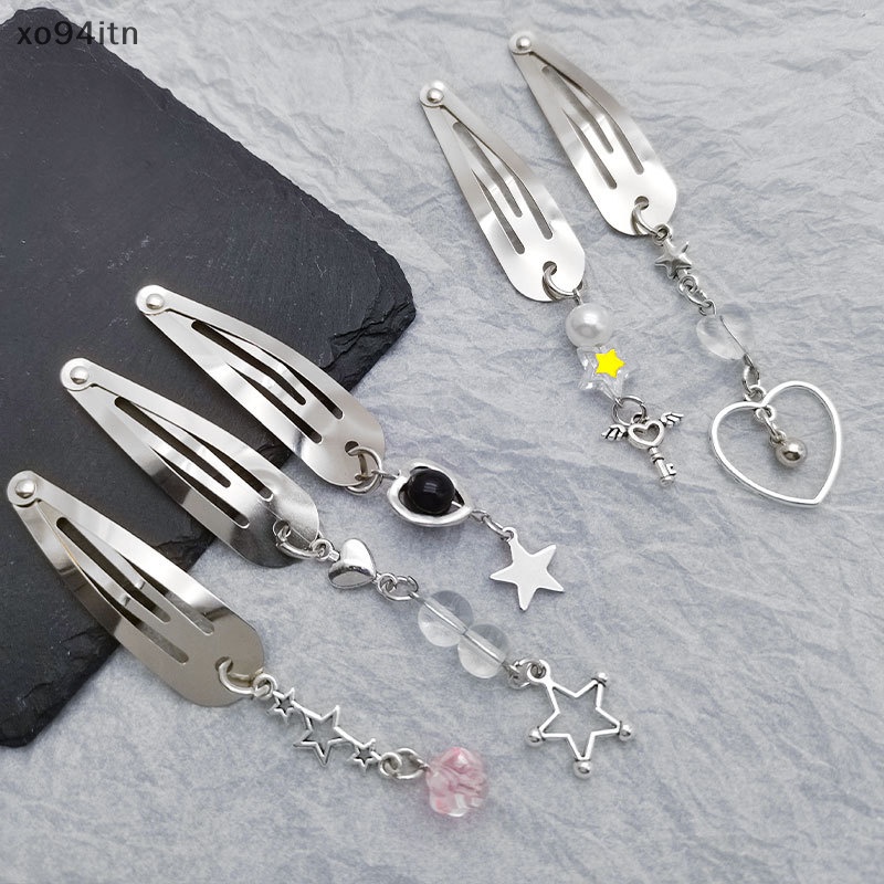 Kẹp Tóc Kim Loại Hình Ngôi Sao / Trái Tim Rỗng Y2K Thời Trang Cho Nữ