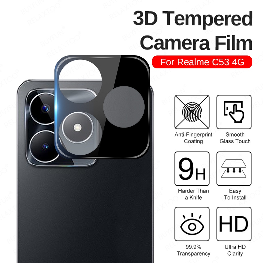 1-2 Kính Cường Lực Cong 3D Bảo Vệ Camera Cho Realme C53 4G Realme C53 4G Realmi C 53 53C RealmeC53 4G
