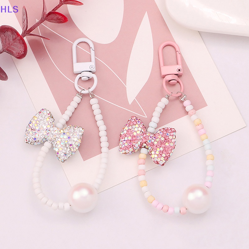 Móc Khóa Đính Hạt Kim Cương / Nơ / Hoa Dễ Thương Dùng Trang Trí Ba Lô / Móc Khóa