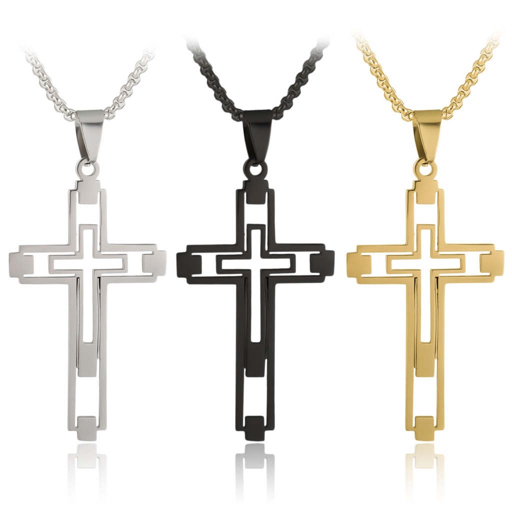 Ygt Vòng Cổ Choker Bằng Thép Không Gỉ Hình Thánh Giá Màu Vàng / Bạc Thời Trang Cho Nam Và Nữ