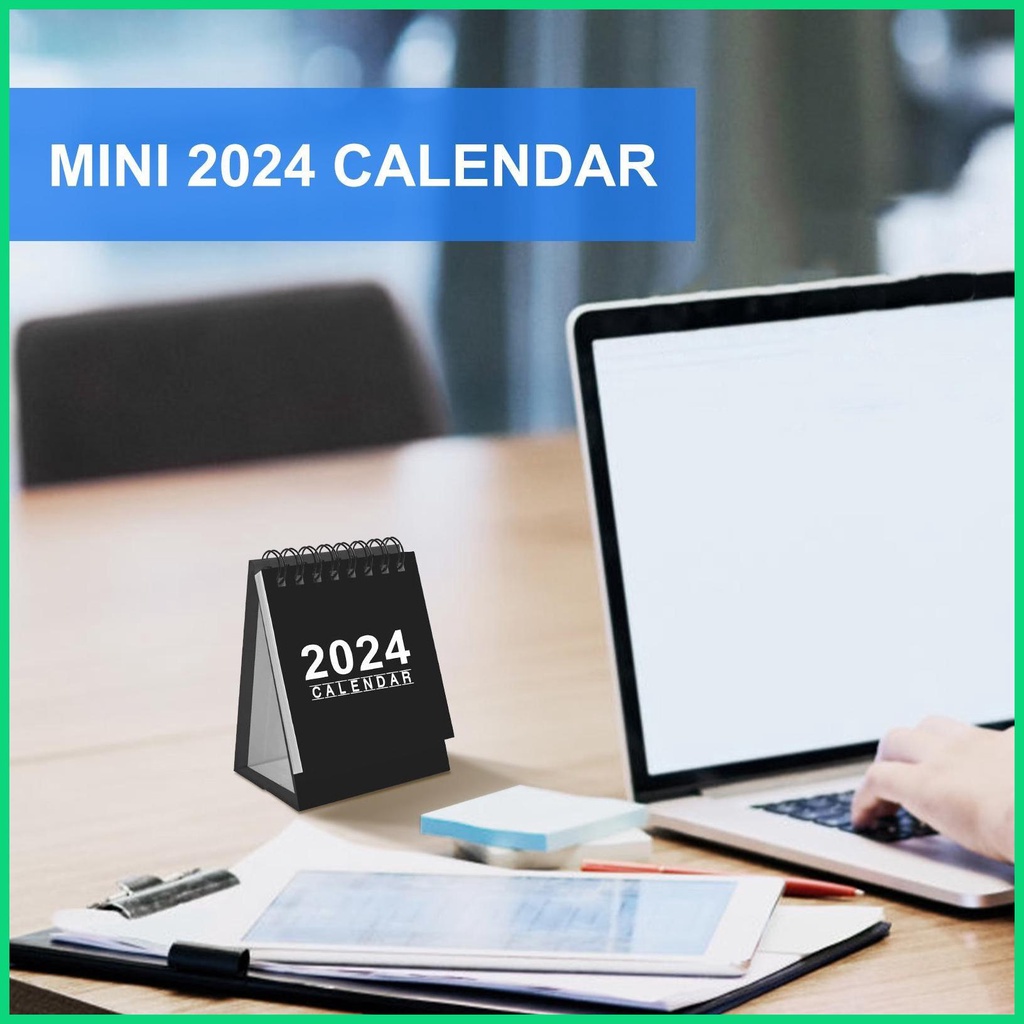 Lịch Để Bàn 2024 Mini Xoay 360 Độ Kèm Giấy Ghi Chú Tiện Dụng Cho jiwvn