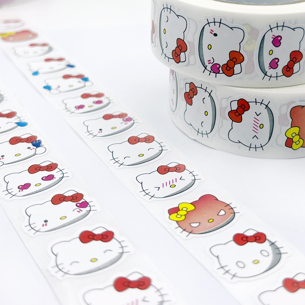 Cuộn 500 Miếng Dán Trang Trí Hình Mèo Kitty Dễ Thương