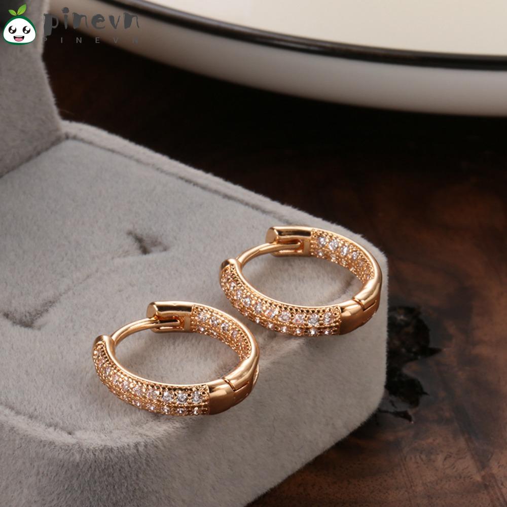 PINEVN Bông Tai Mạ Bạc Đính Pha Lê Toàn Diện Thời Trang Cho Nữ