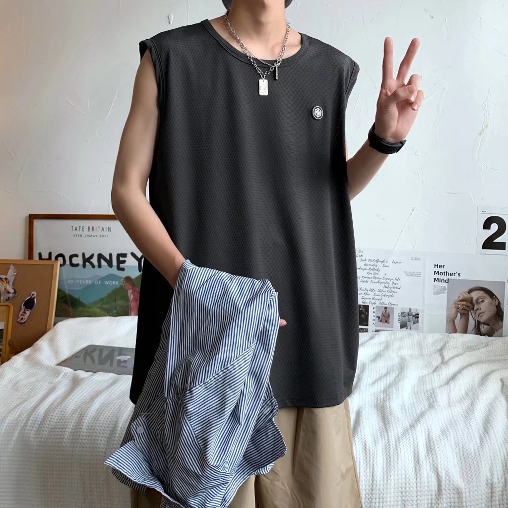 Áo Thun Cotton Không Tay Dáng Rộng Phong Cách Đường Phố Mỹ Thời Trang Mùa Hè Cho Nam