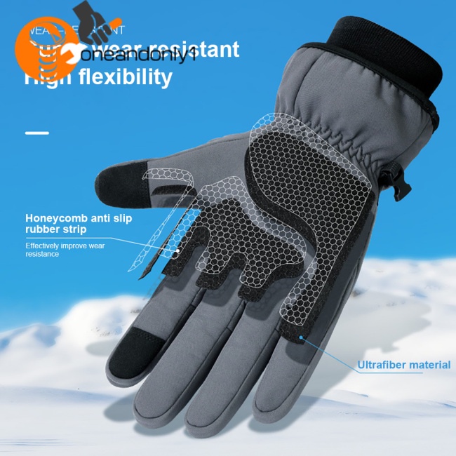 Găng Tay Trượt Tuyết Lót Lông Cừu Dày Dặn Chống Gió Chống Nước Dùng Màn Hình Cảm Ứng Dành Cho Nam