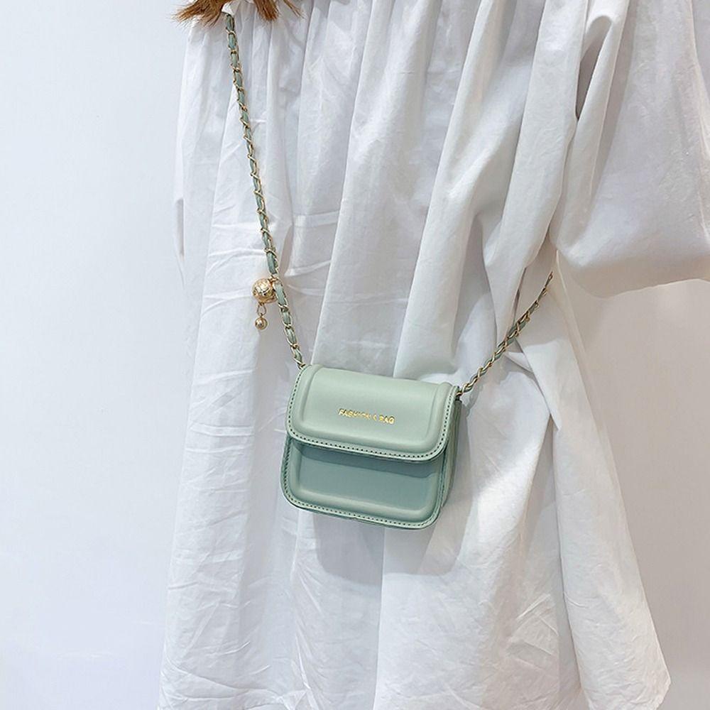 LOMBARD Túi Yên Ngựa Nhỏ Đeo Vai Màu Trơn In Chữ Sức Chứa Lớn Có Dây Xích Thanh Lịch Mua Sắm