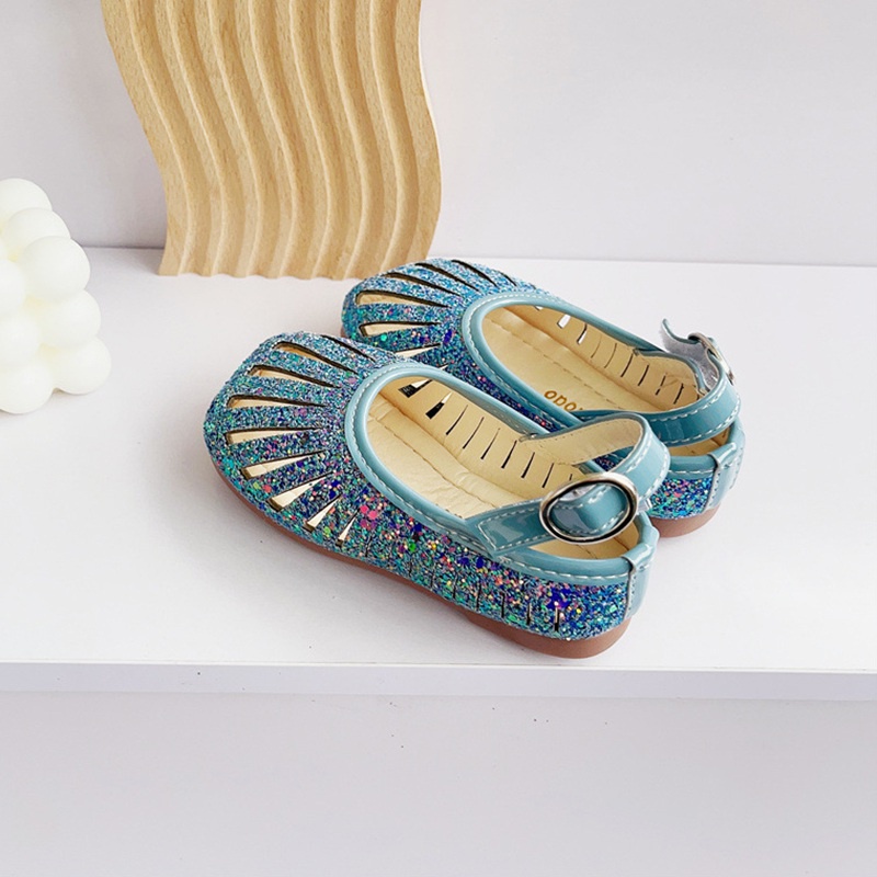Giày Búp Bê Đế Bằng Đính Kim Sa Lấp Lánh Thời Trang Mùa Hè Phong Cách Mới Cho