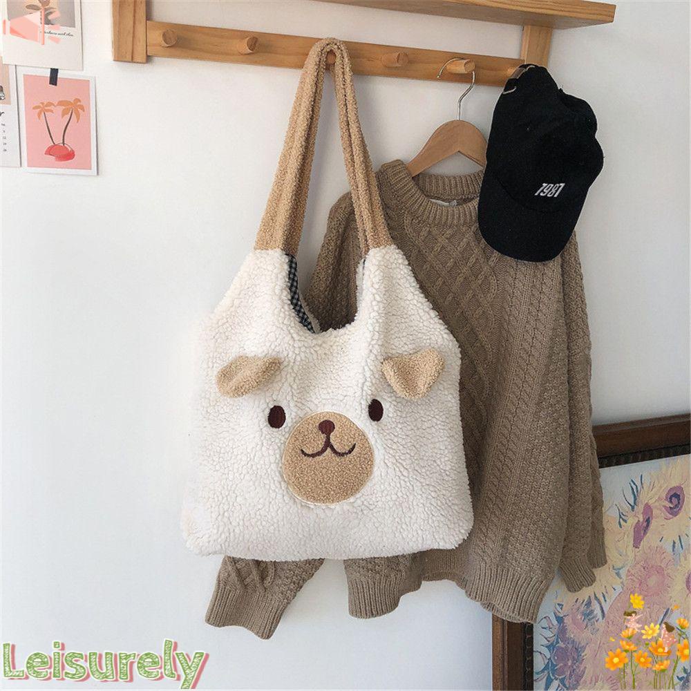 LEILY Túi Đeo Vai Kiểu Hoạt Hình Động Vật Nhồi Bông Dễ Thương Cho Nữ