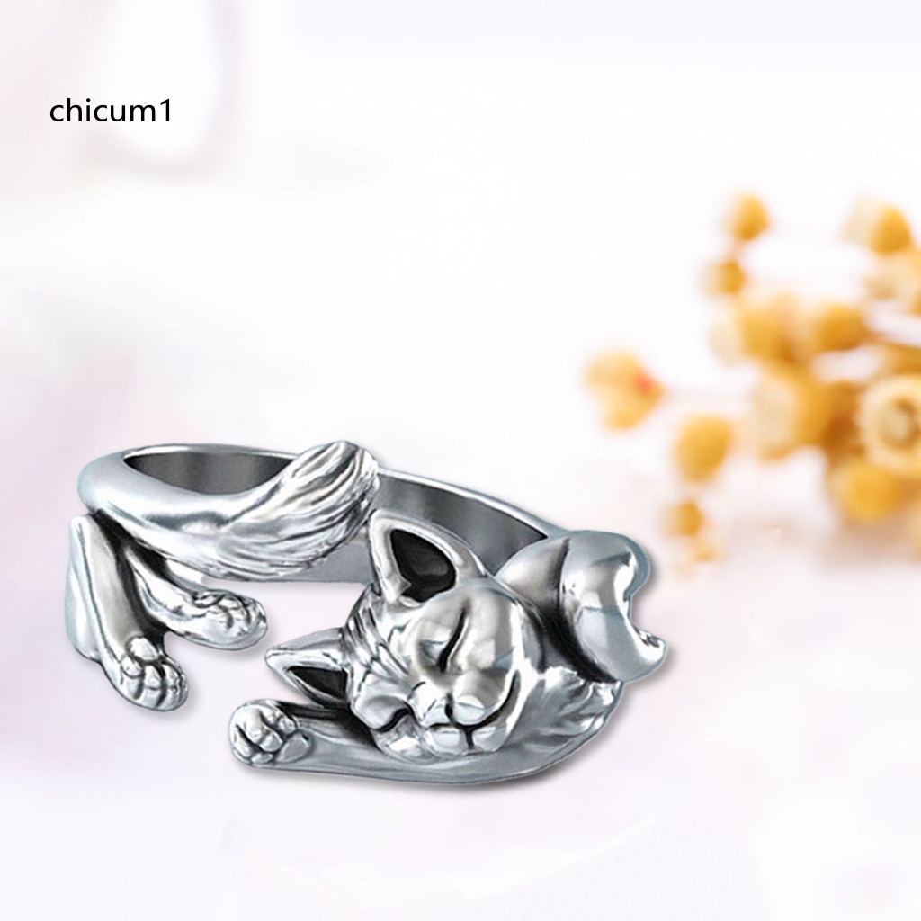 Nhẫn Hở Hình Mèo Dễ Thương Có Thể Điều Chỉnh Kích Cỡ