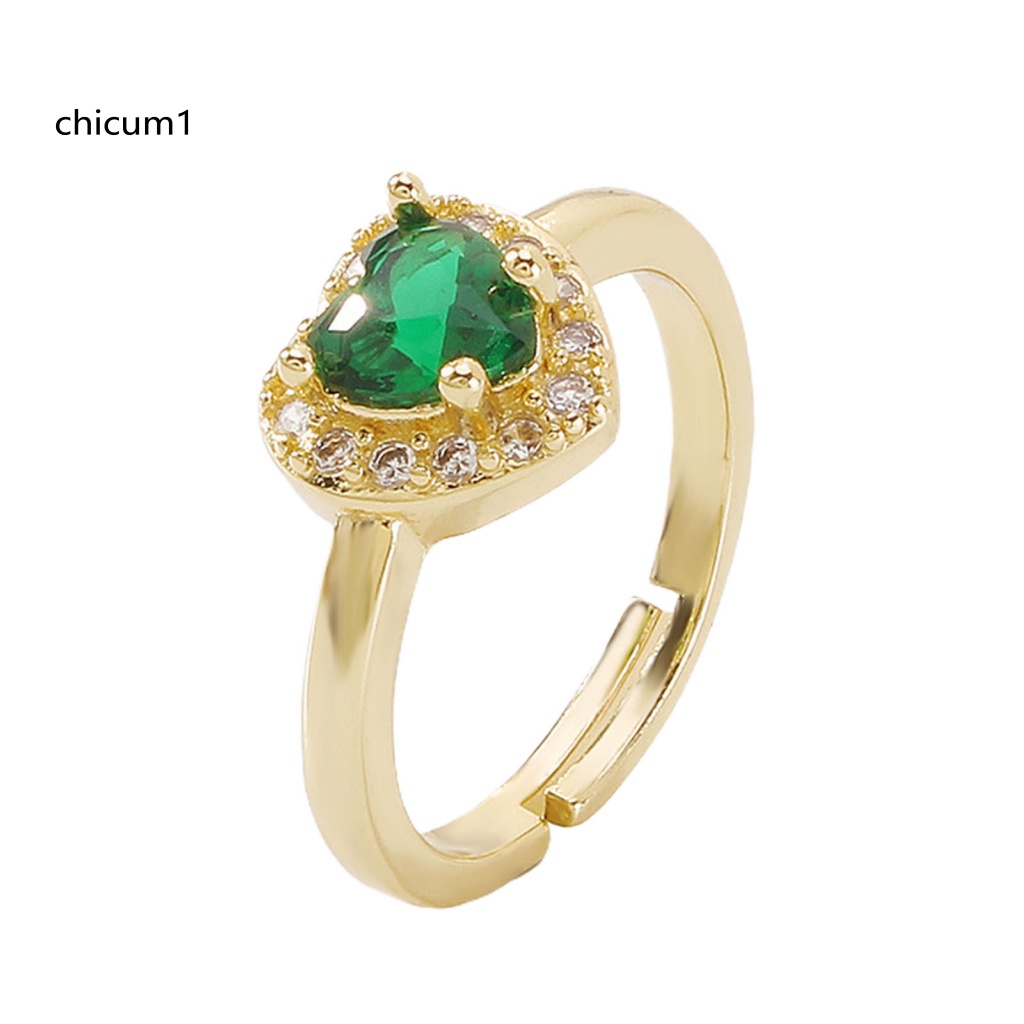 Nhẫn Đính Đá Zircon Hình Trái Tim Phong Cách Pháp Ngọt Ngào Thời Trang Cho Nữ