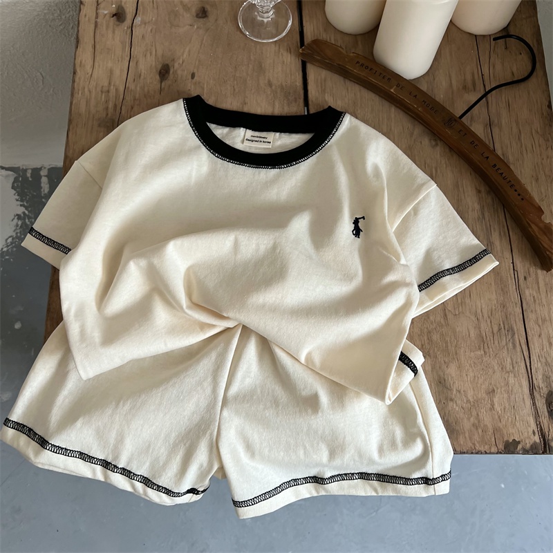 Bộ Quần Áo Thể Thao Cotton Nguyên Chất Dáng Rộng Phong Cách Hàn Quốc Thời Trang Mùa Hè Hàng Mới 2023 Dành Cho Bé Trai