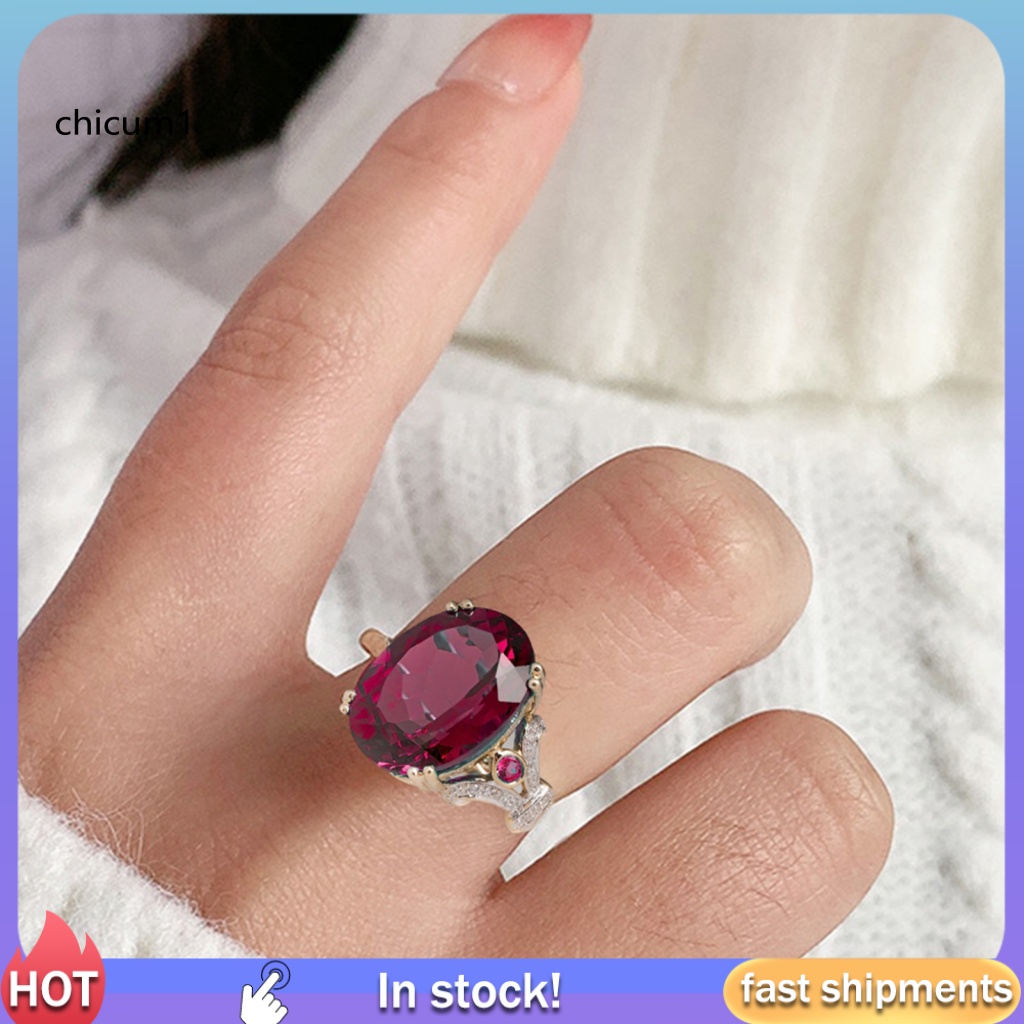 Nhẫn Đính Hôn Mạ Điện Hai Màu Sắc Sáng Bóng Phong Cách Vintage Dành Cho Nữ