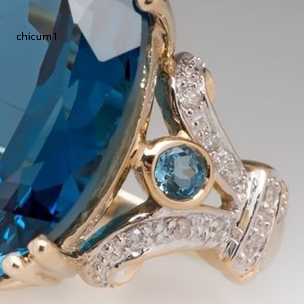 Nhẫn Đính Hôn Mạ Điện Hai Màu Sắc Sáng Bóng Phong Cách Vintage Dành Cho Nữ