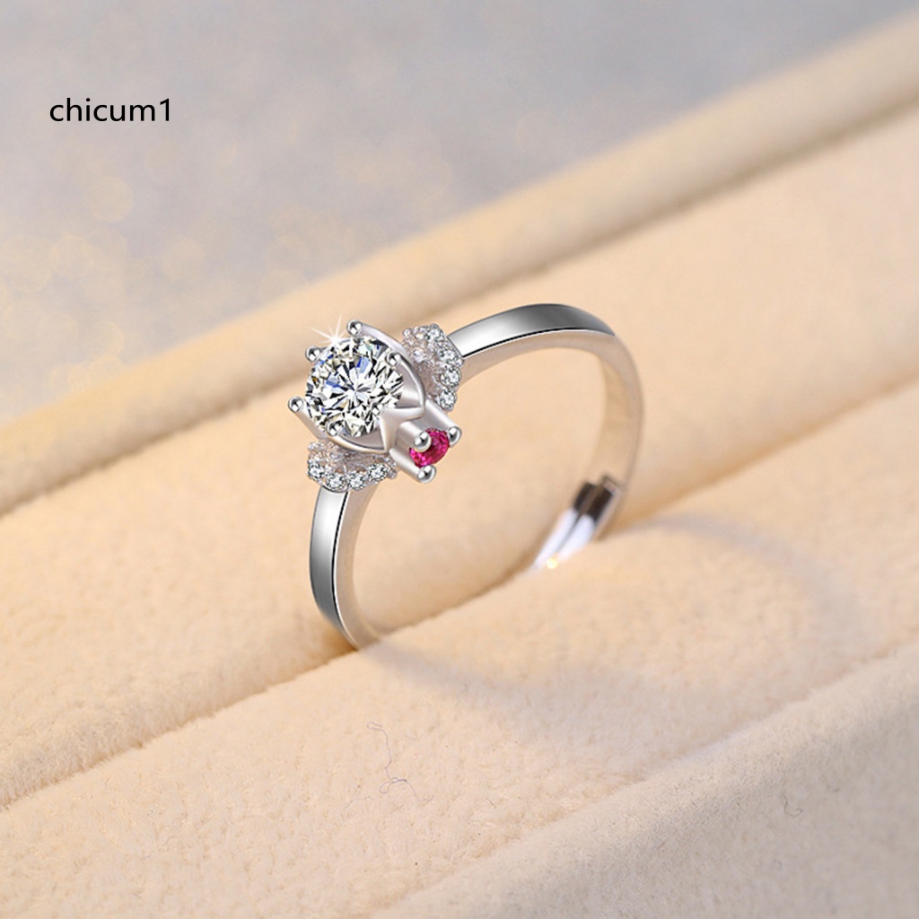 Nhẫn Đính Hôn Mạ Điện Đính Đá Zircon Lấp Lánh Dành Cho Nữ