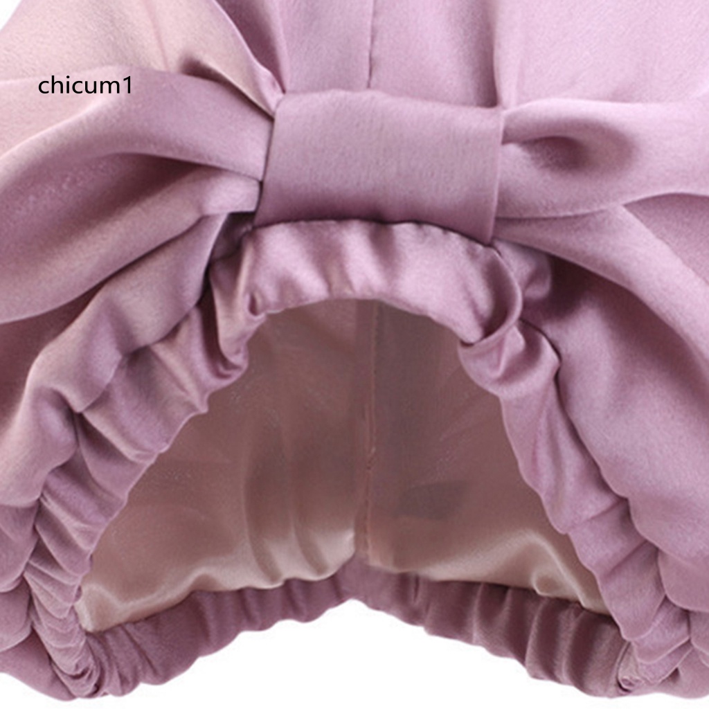 Mũ Trùm Tóc Co Giãn Hai Lớp Thắt Nút Màu Trơn Dùng Khi Ngủ / Chăm Sóc Tóc Dành