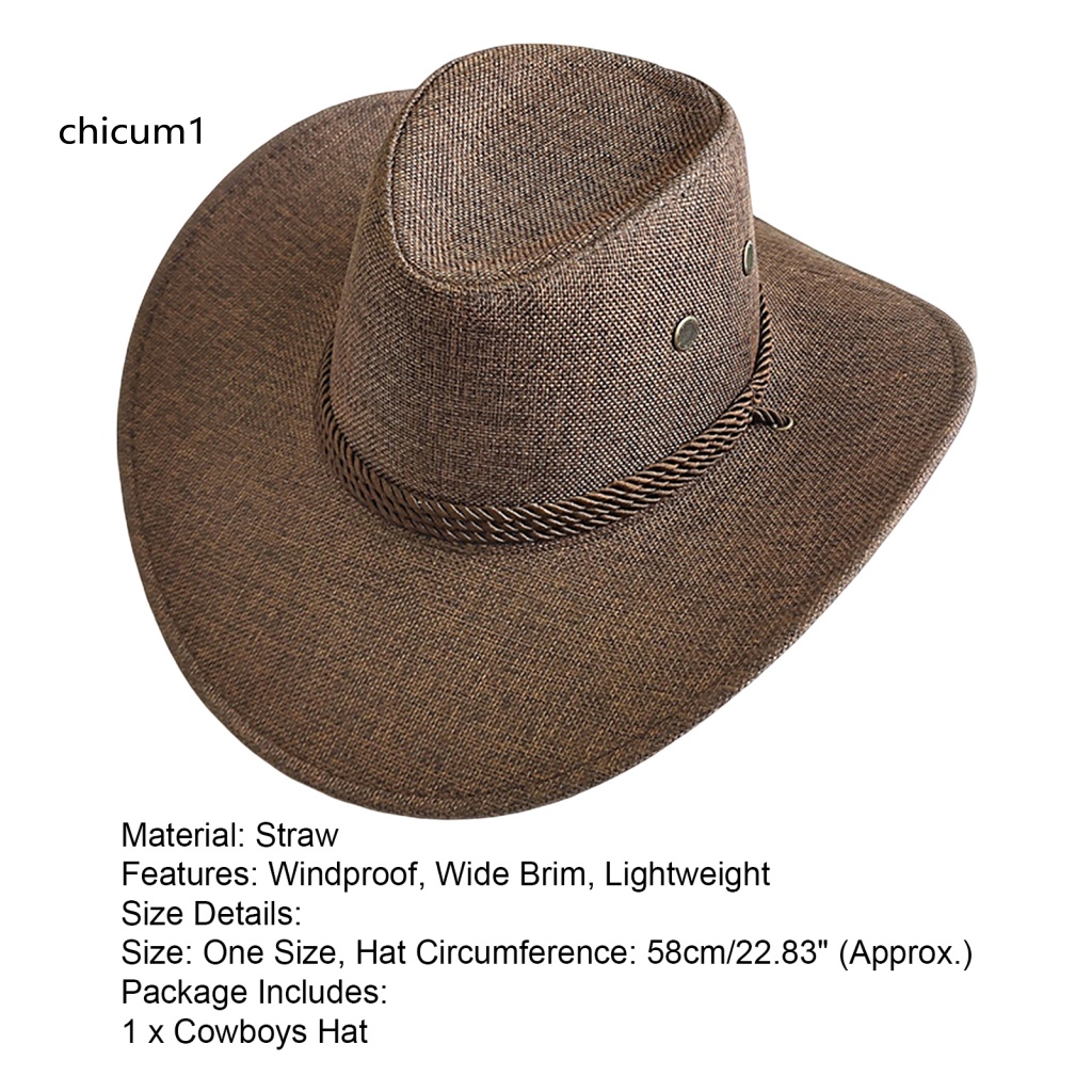 Mũ Cao Bồi Chống Nắng Vành Rộng Thoáng Khí Thấm Hút Mồ Hôi