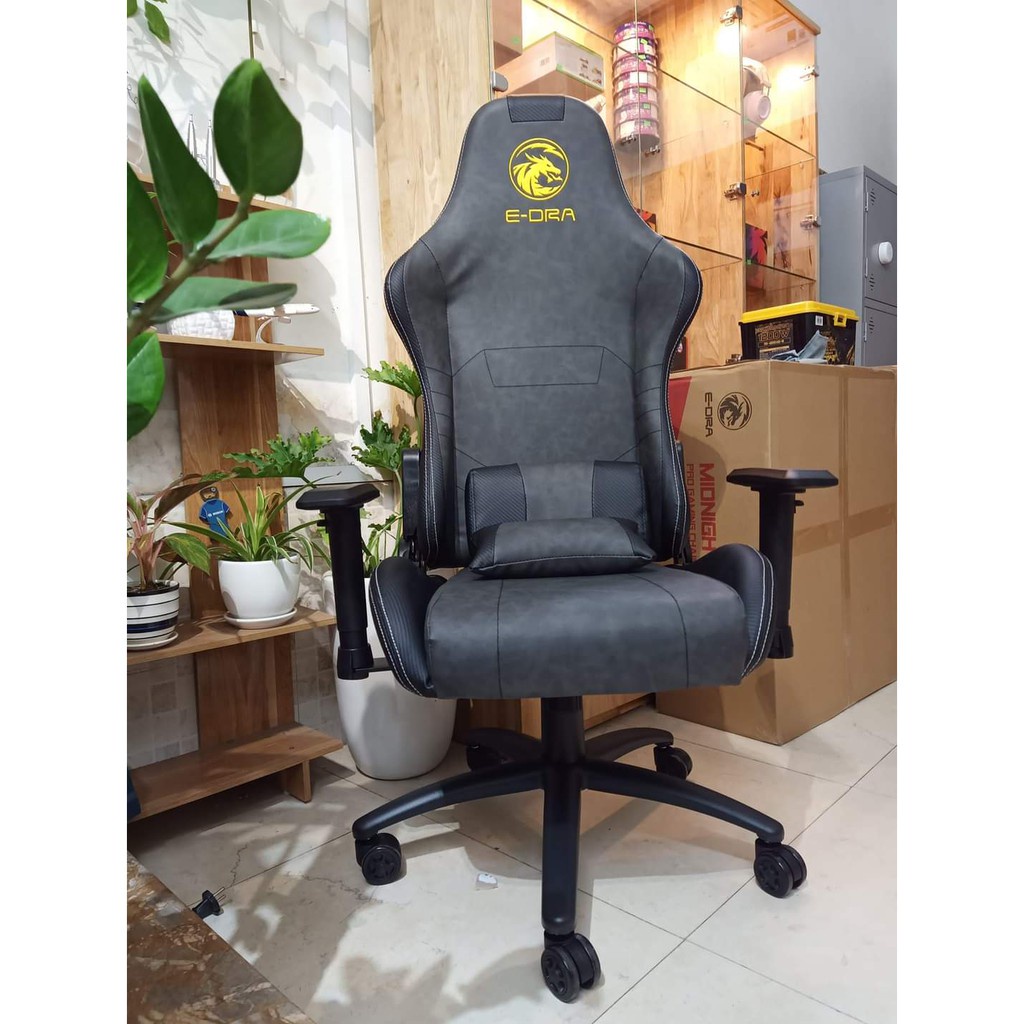 Ghế Gaming E-Dra Midnight EGC205 - Ghế Chơi Game Cao Cấp - Chất liệu: Da PU cao cấp, sợi carbon - Màu Đen, Vàng, Đỏ