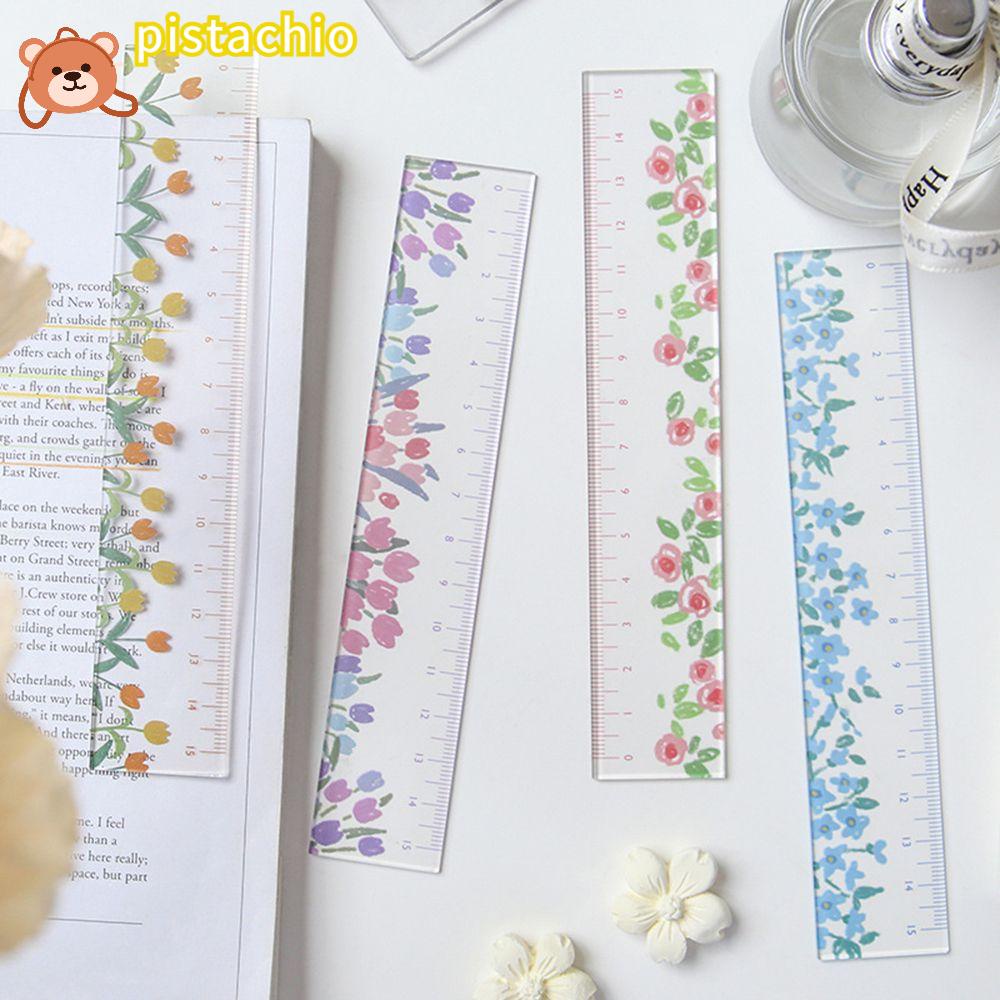 PISTA Thước Kẻ Trong Suốt Họa Tiết Hoa Tinh Tế Sáng Tạo Cho Học Sinh / Văn Phòng