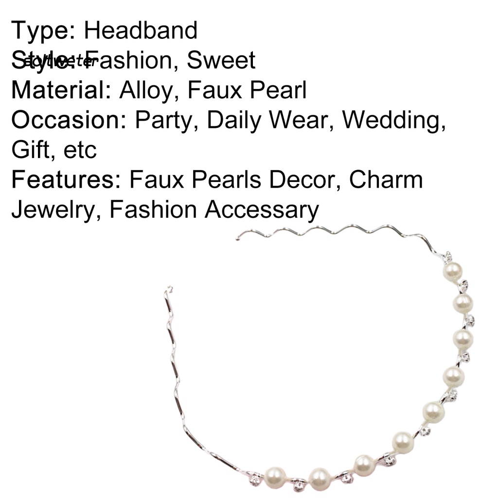 Băng Đô Hợp Kim Đính Ngọc Trai Nhân Tạo Phong Cách Hàn Quốc