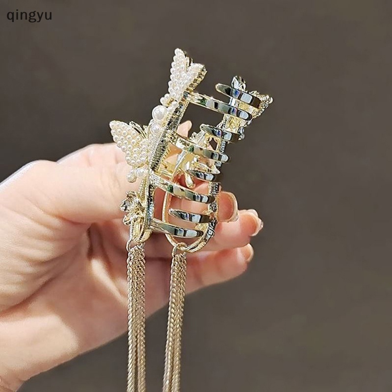 Kẹp Tóc Bướm Lớn Đính Kim Cương &amp; Ngọc Trai Giả Kiểu Hàn Quốc Cho Nữ