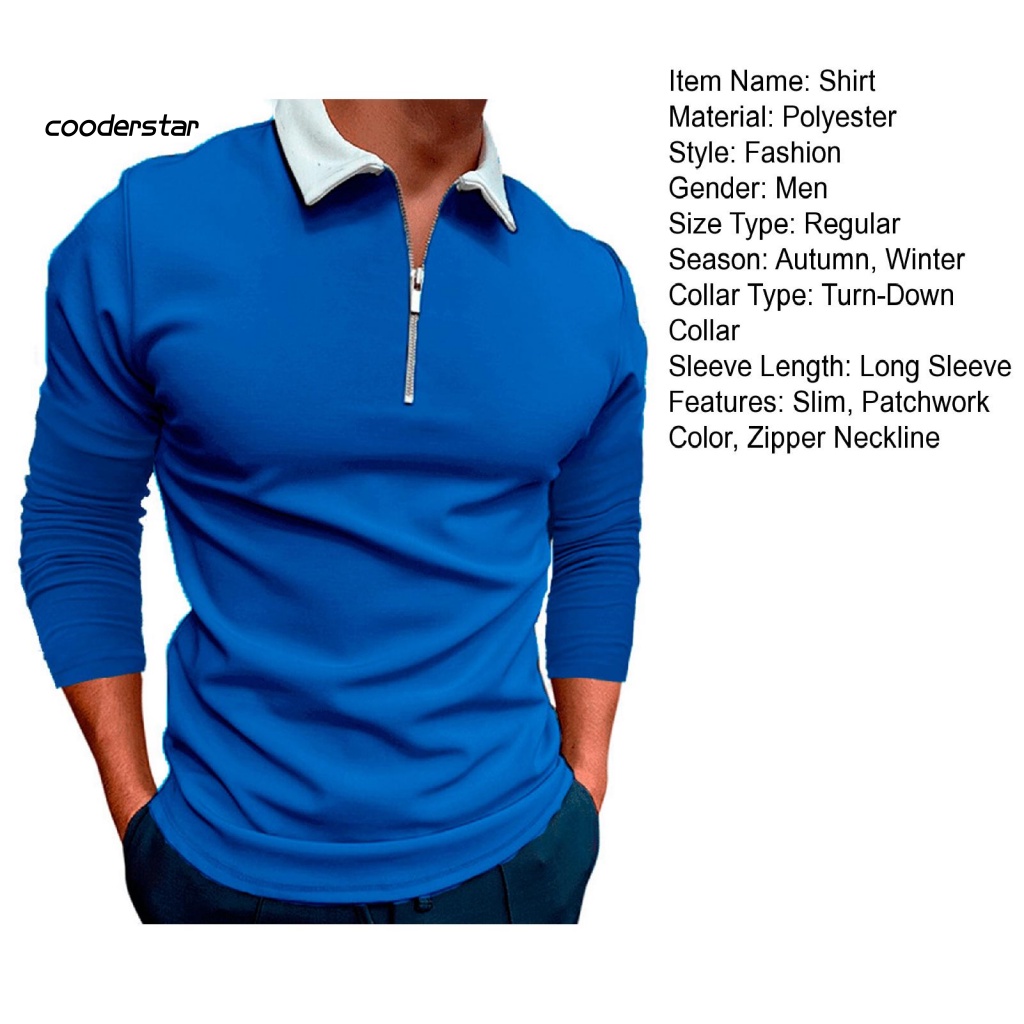 Áo Sơ Mi Tay Dài Cổ Bẻ Có Khóa Kéo Màu Sắc Thời Trang Công Sở Cho Nam