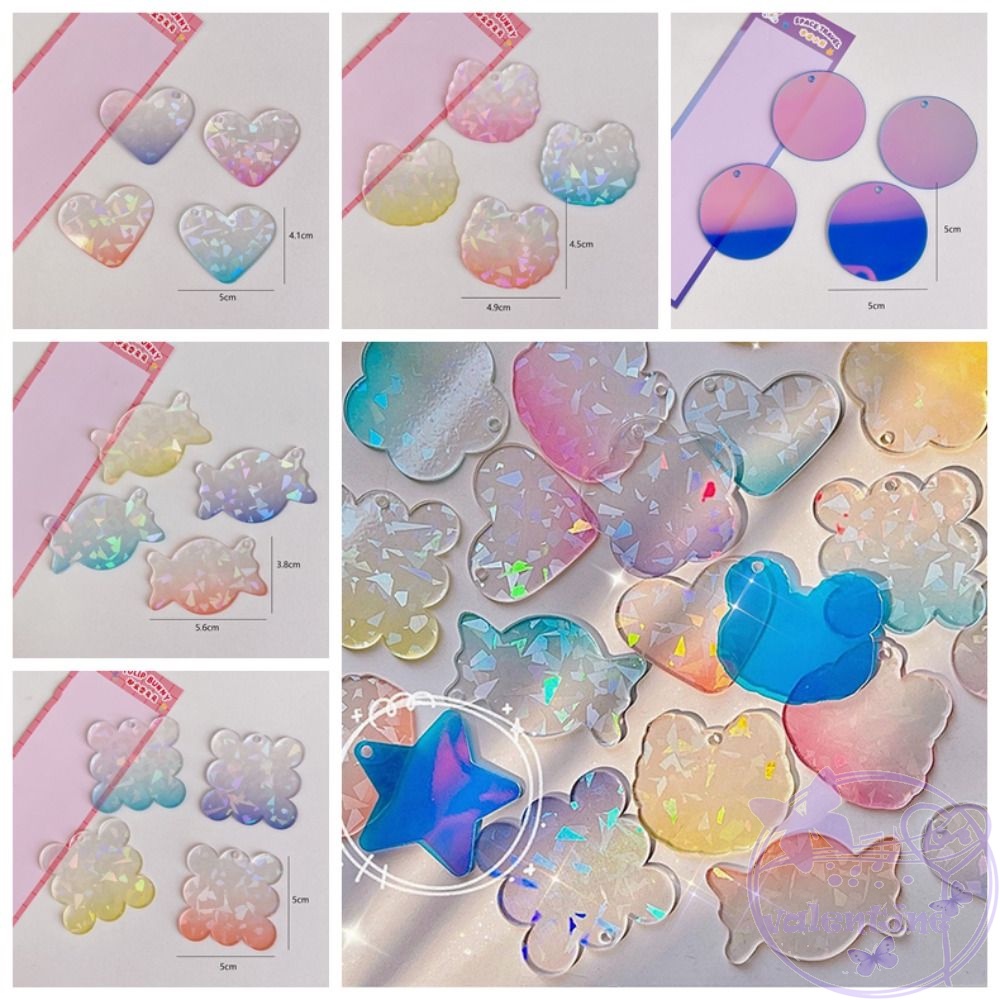 AVALENTINE Set 4 Móc Khóa Hình Trái Tim Bằng Acrylic Màu Gradient DIY