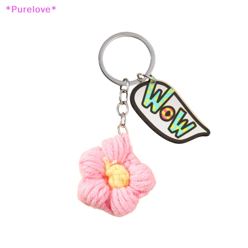 Móc Chìa Khóa Xe Hơi / Túi Xách Đan Len Thủ Công Hình Hoa Hồng Dễ Thương Cho Nữ Mới