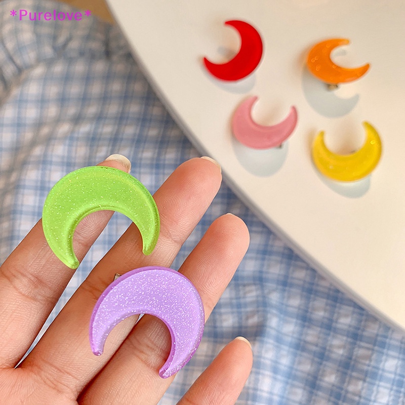 Kẹp Tóc Hình Mặt Trăng Bằng Acrylic Màu Kẹo Ngọt Dành Cho Bé Gái Mới