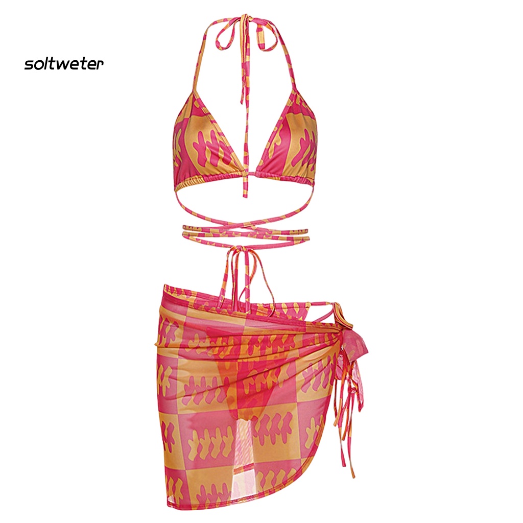 Bộ Đồ Bơi 3 Mảnh Hở Vai Màu Nhuộm Phong Cách Thể Thao Thời Trang Quyến Rũ Cho Nữ