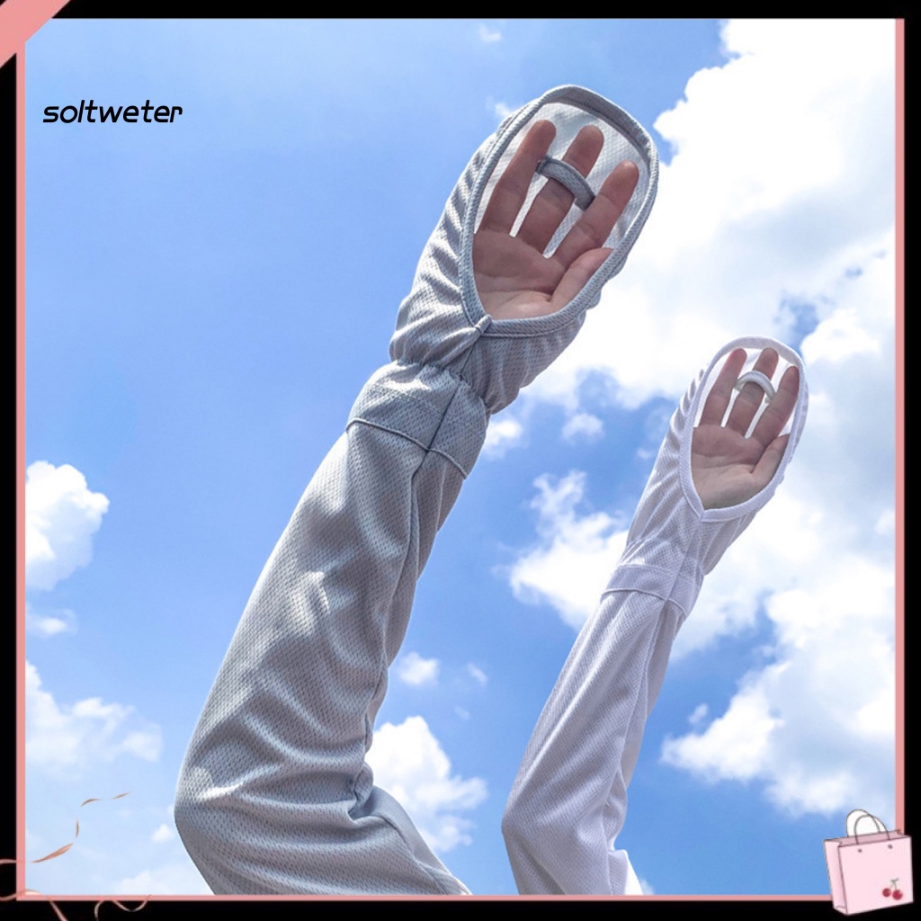 1 Cặp Găng Tay Chống Nắng / Tia UV Vải Mềm Thấm Hút Mồ Hôi Màu Trơn Thích Hợp Cho Nữ Hoạt