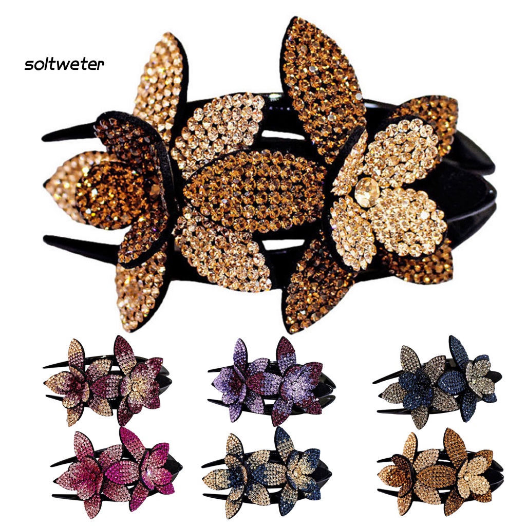 Kẹp Tóc Đính Đá Lấp Lánh Chống Trượt Tiện Dụng