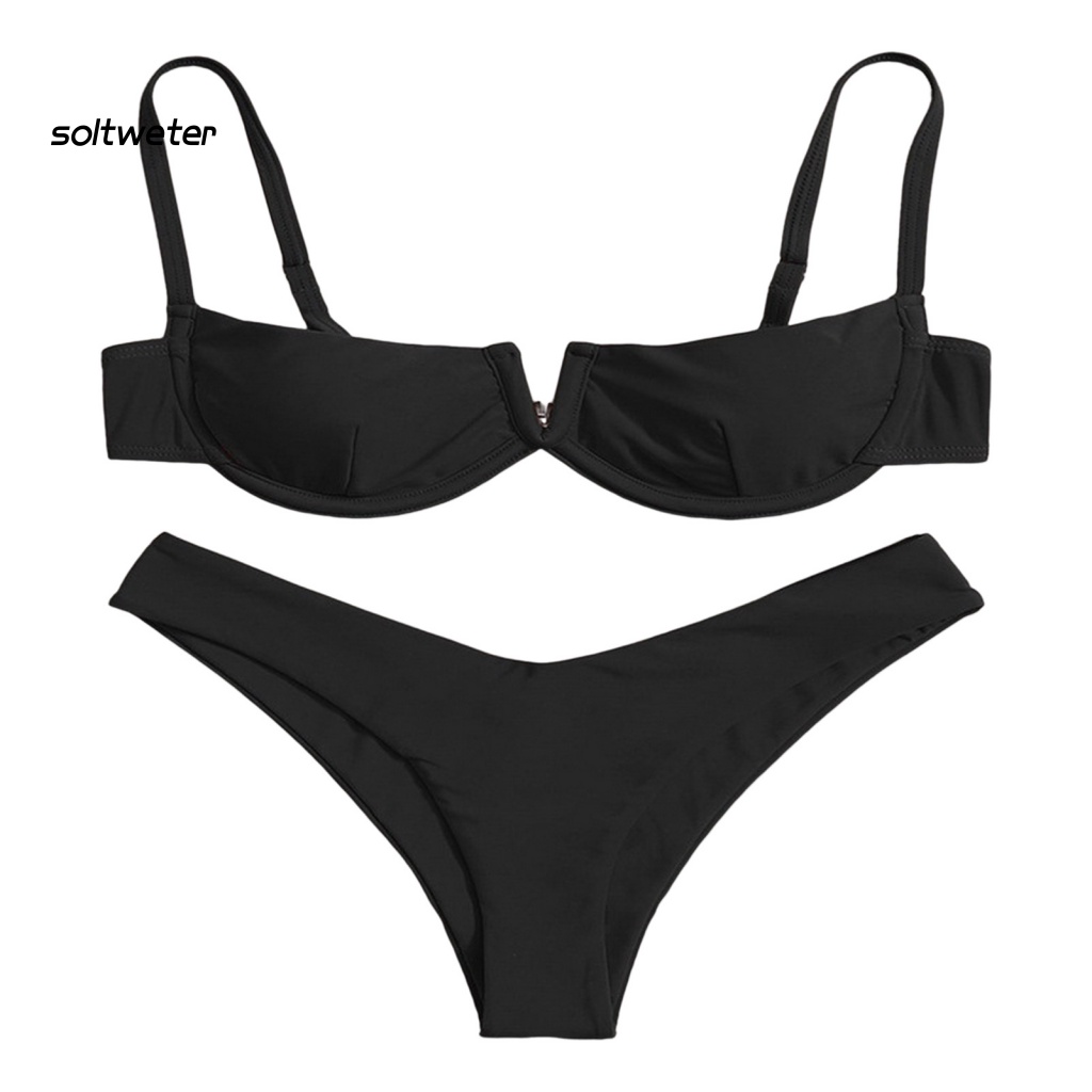 Bộ Bikini 2 Mảnh Có Mút Nâng Ngực Màu Sắc Trơn Họa Tiết Da Báo Quyến Rũ Cho Nữ